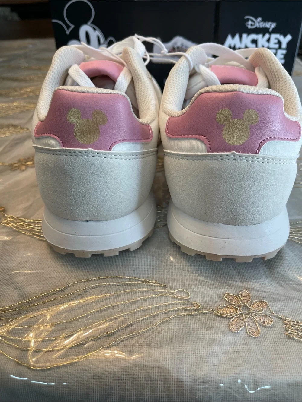 Disney White and Pink women’s ' Mickey & Friends Sneakers with Character Graphic